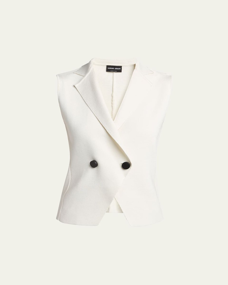 Silk Knit Single-Breasted Vest
